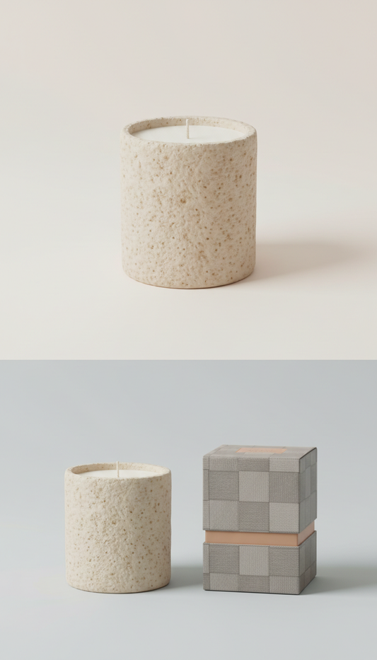 Cylindrical oat glass candle with smoked vanilla