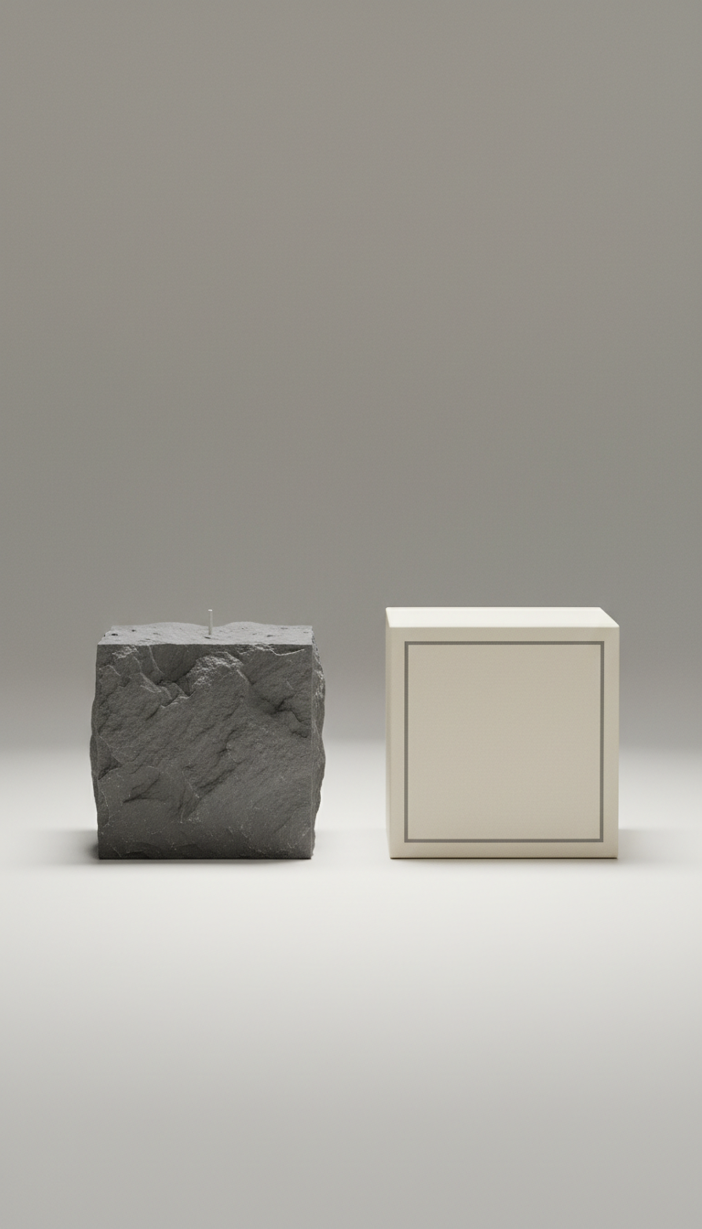 Slate cube candle with sandalwood musk